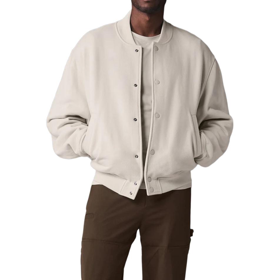 

Мужская куртка с бейсбольным воротником, средней высоты, пилотские Alo Yoga, bone белый