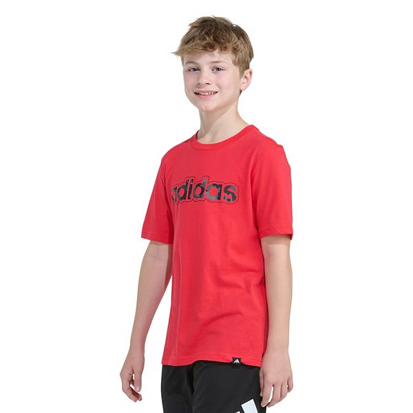 Футболка с коротким рукавом Boys 8-20 с лентикулярным камуфляжным принтом Adidas, Pure Ruby — фото 3