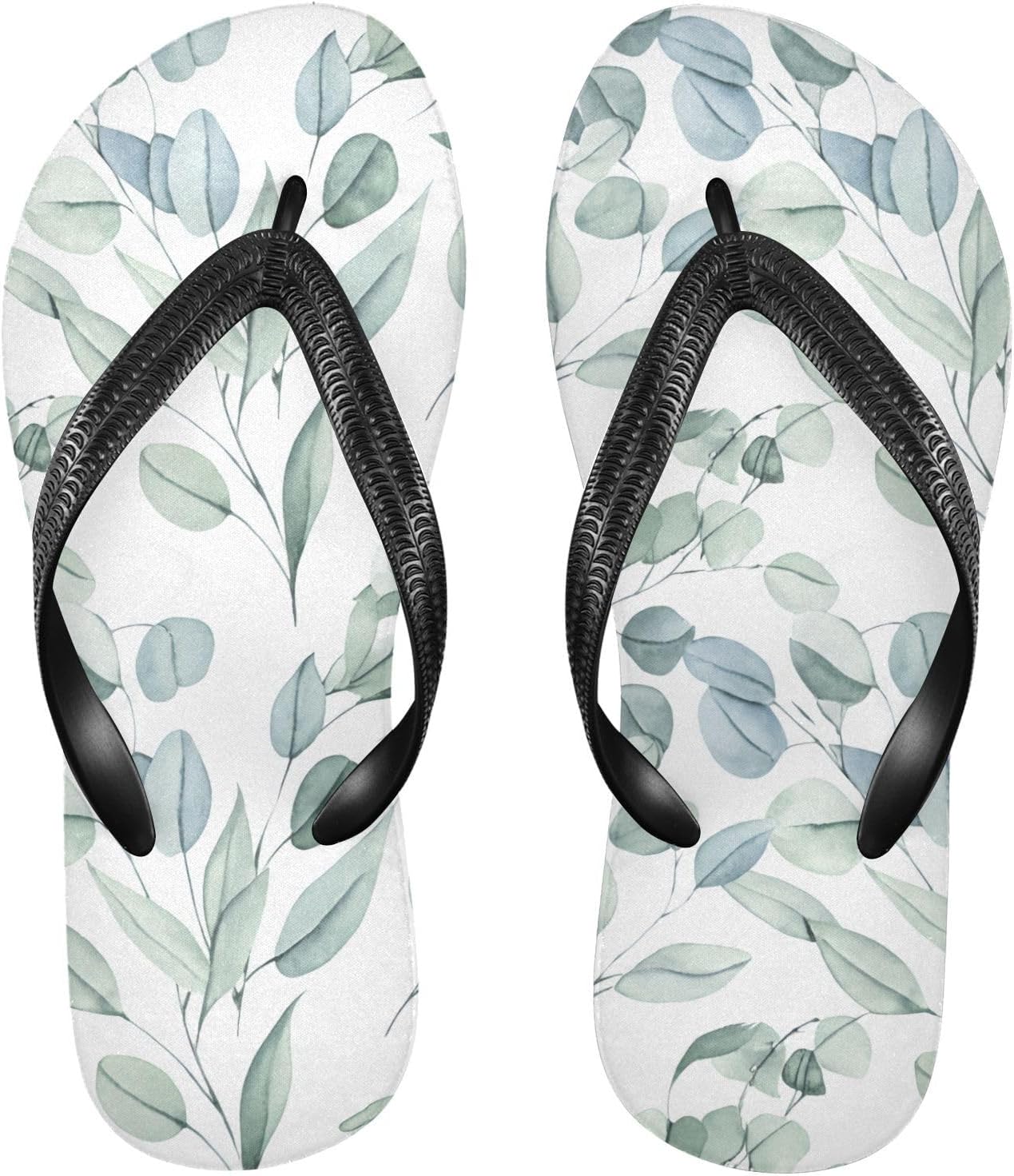 

Вьетнамки с белыми листьями эвкалипта, пляжный душ, резиновые шлепанцы с противоскользящей подошвой, летние тапочки, обувь для ходьбы для женщин и мужчин Sinestour