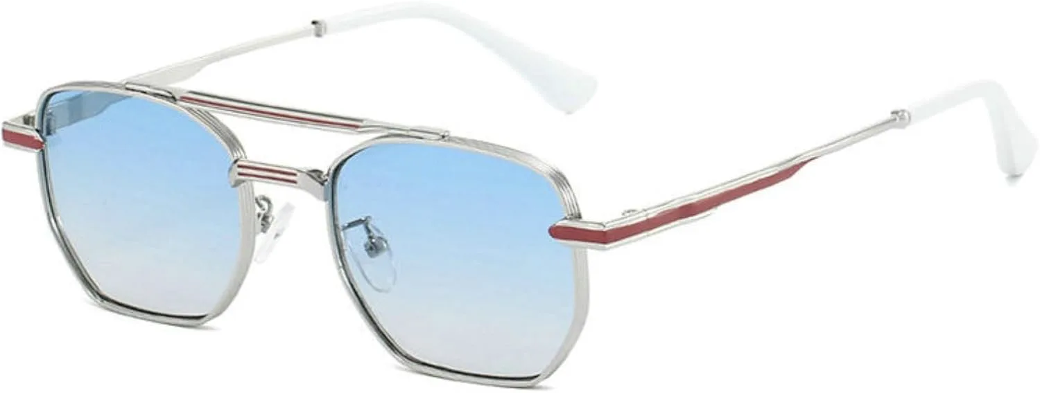 

Солнцезащитные очки COTIA квадратной формы для мужчин и женщин, ретро-авиаторы, двойная перемычка, металлическая оправа, винтажные линзы с градиентом, Blue