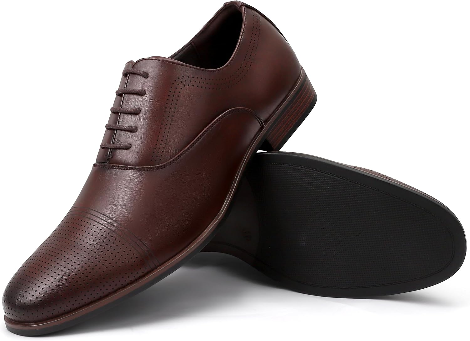 

Мужские классические туфли, мужские оксфорды, стильные кожаные туфли на шнуровке с декоративными перфорациями, деловые повседневные формальные дерби Eliteland, темно-коричневый