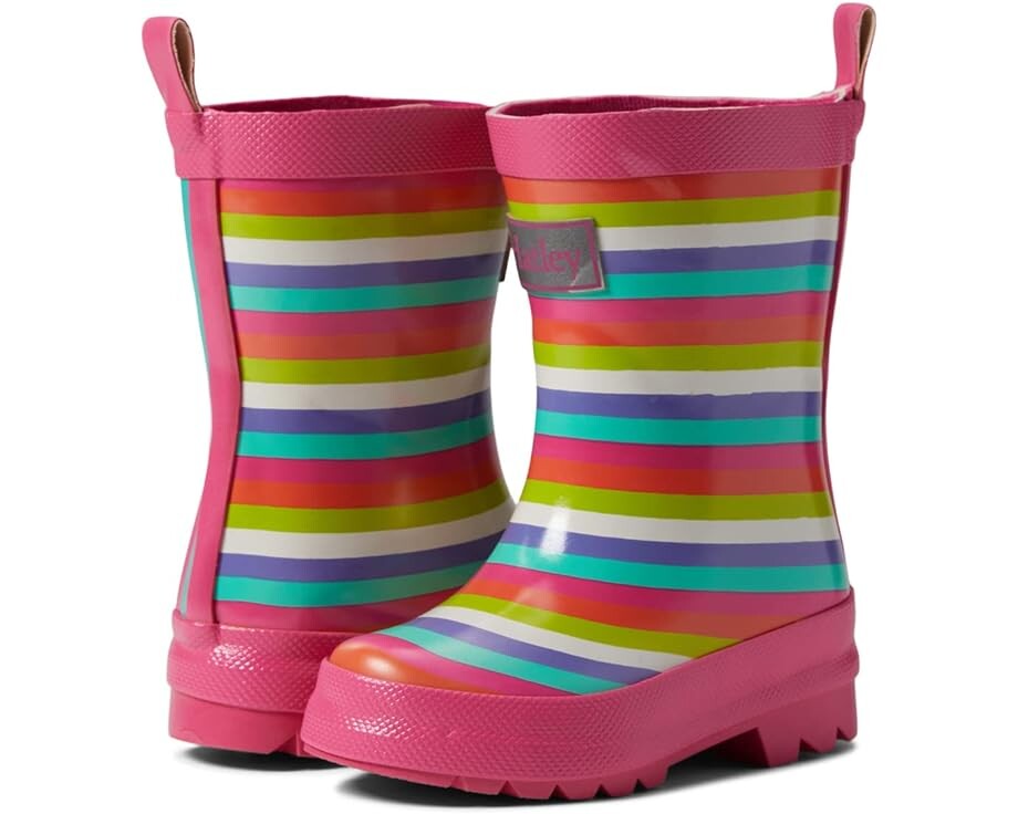 

Ботинки Hatley Rainbow Stripes Shiny Rain Boots, розовый