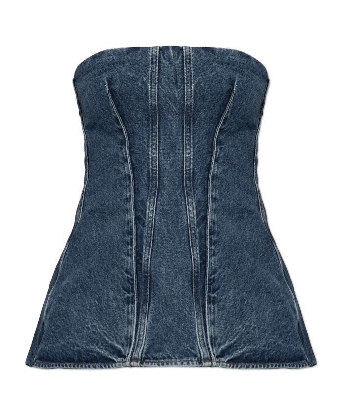 

Джинсовый топ без бретелей Лары Agolde, синий