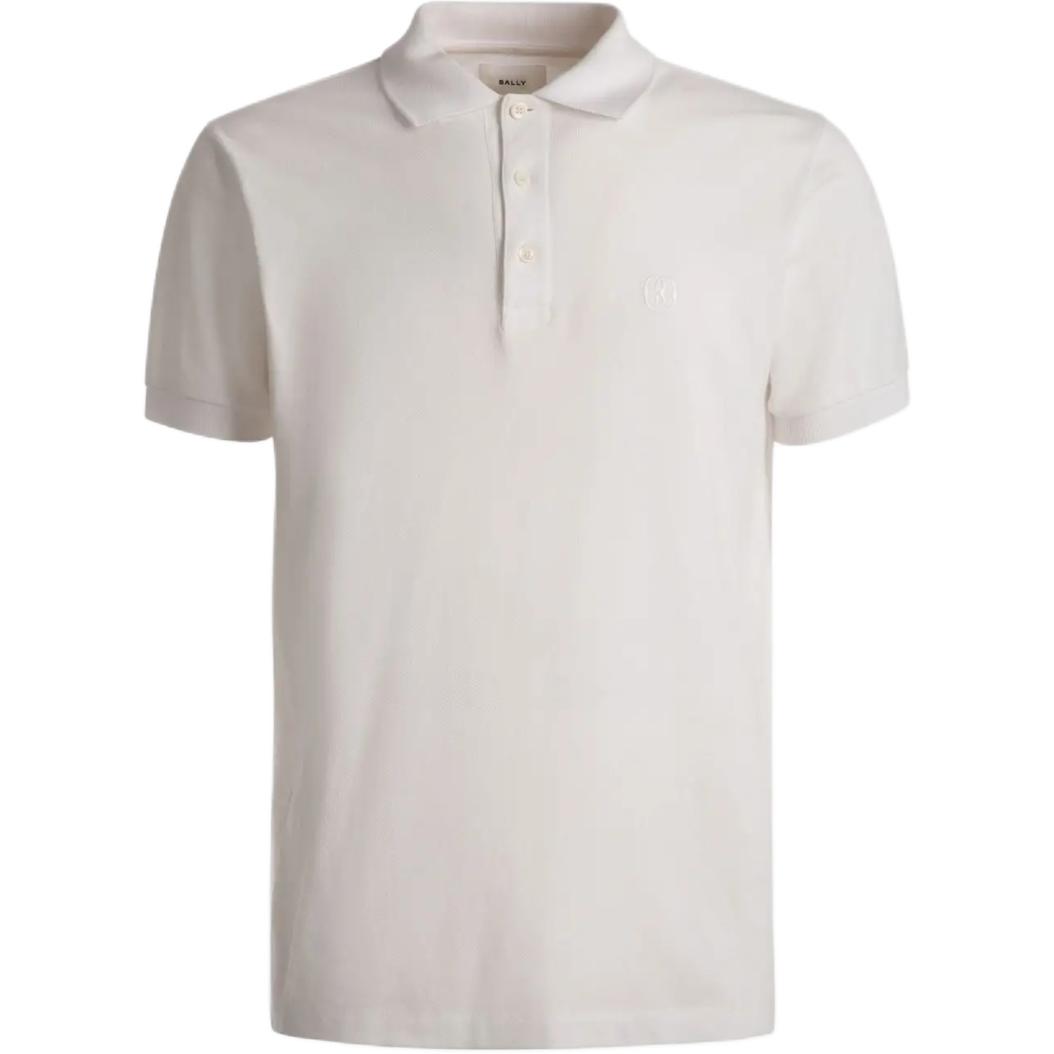 

Bally Мужская белая рубашка-поло SS24, Белый, Bally Мужская белая рубашка-поло SS24