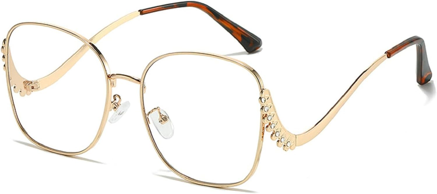 

Ретро-солнцезащитные очки большого квадратного размера для женщин, золотая металлическая оправа, бриллиантовые солнцезащитные очки, роскошные сверкающие очки со стразами mincl, Gold Clear