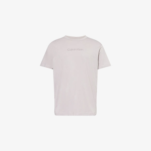 

Футболка из хлопка с круглым вырезом и вышитым логотипом Calvin Klein, цвет ash