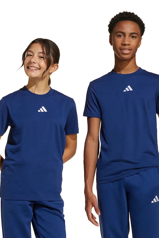 

Детская хлопковая футболка Adidas, темно-синий