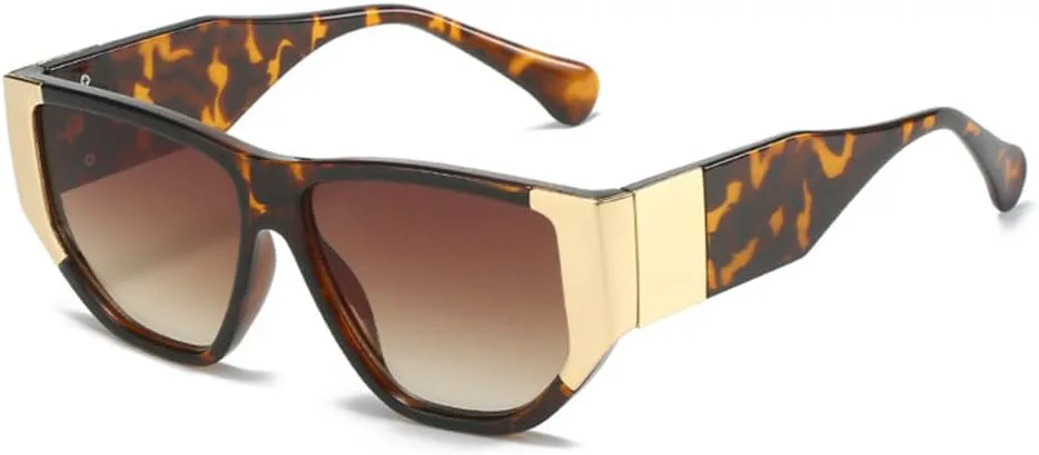 

Квадратные солнцезащитные очки 2027 для женщин и мужчин, винтажные солнцезащитные очки с защитой от УФ-излучения UV400, увеличенного размера MTZJH, Leopard