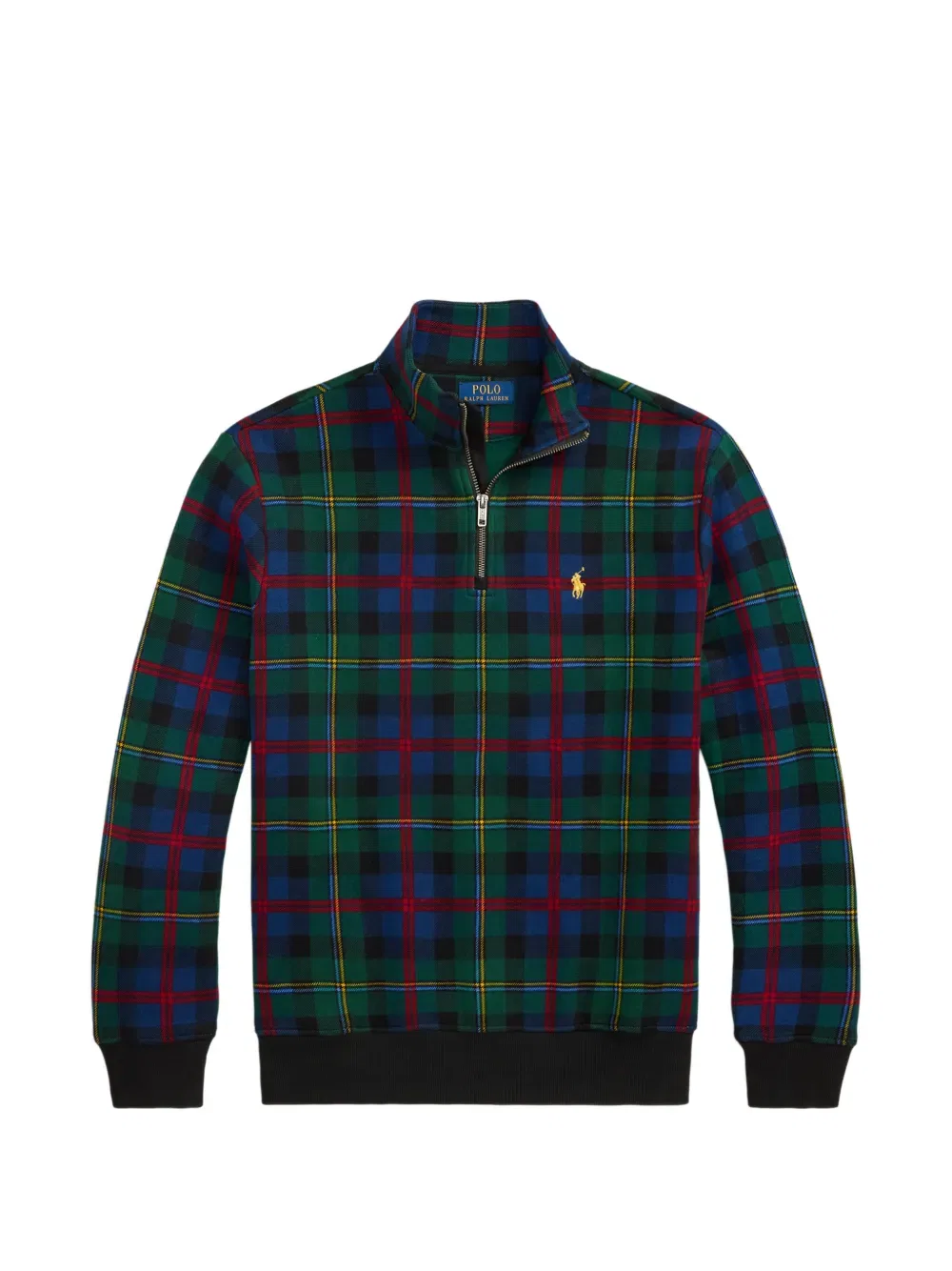 Свитер с клетчатым узором и застежкой-молнией до середины груди Polo Ralph Lauren, зеленый