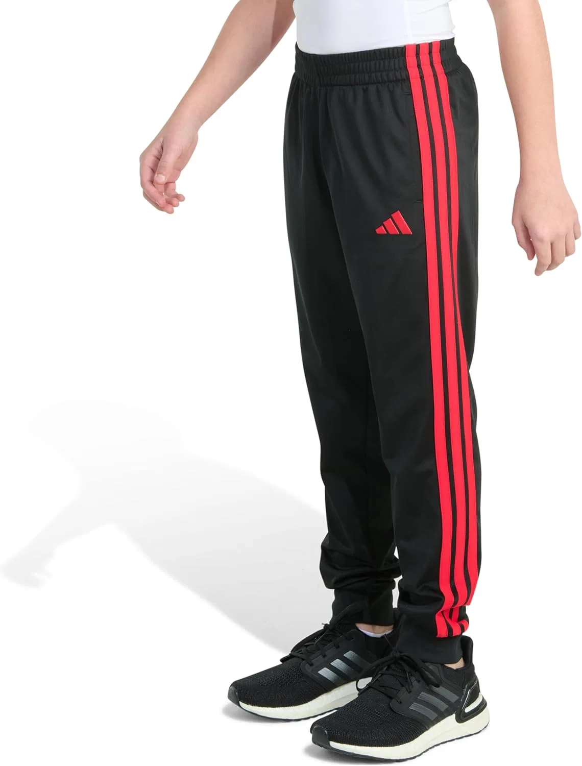 Детские спортивные брюки Adidas Tricot 3-Stripe Jogger, Black With Red — фото 4