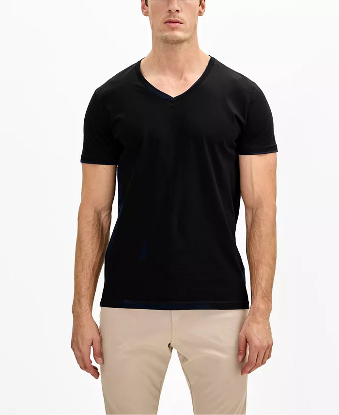 

Мужская легкая футболка с V-образным вырезом из хлопка Ron Tomson, черный