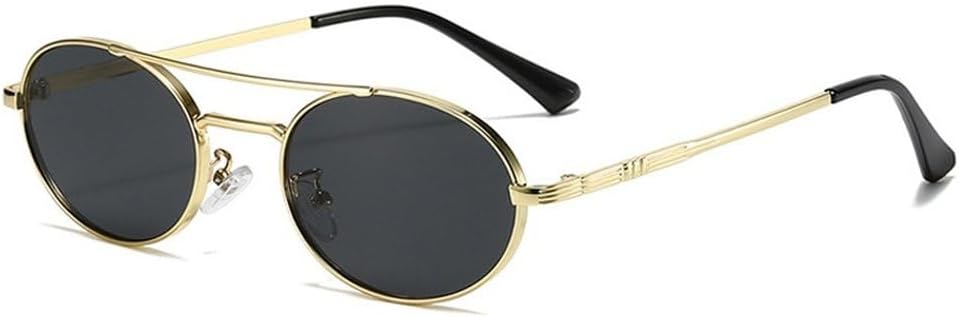 

Винтажные маленькие овальные металлические солнцезащитные очки с двойной перемычкой для женщин, модные сине-зеленые оттенки, защита от ультрафиолета UV400, модные панк-солнцезащитные очки для мужчин SKFGNX, Golden Grey