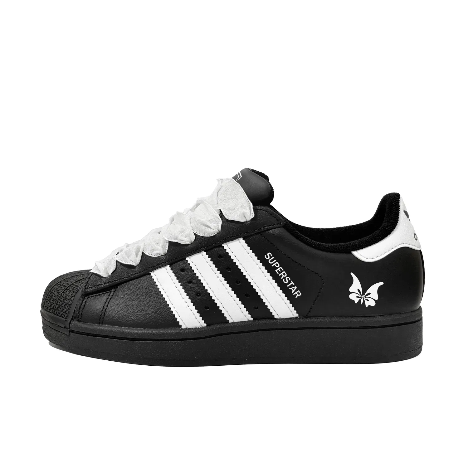 Кроссовки для скейтбординга Superstar 2 Butterfly Flying Leather Low top Kids' Black Teenagers Adidas Originals