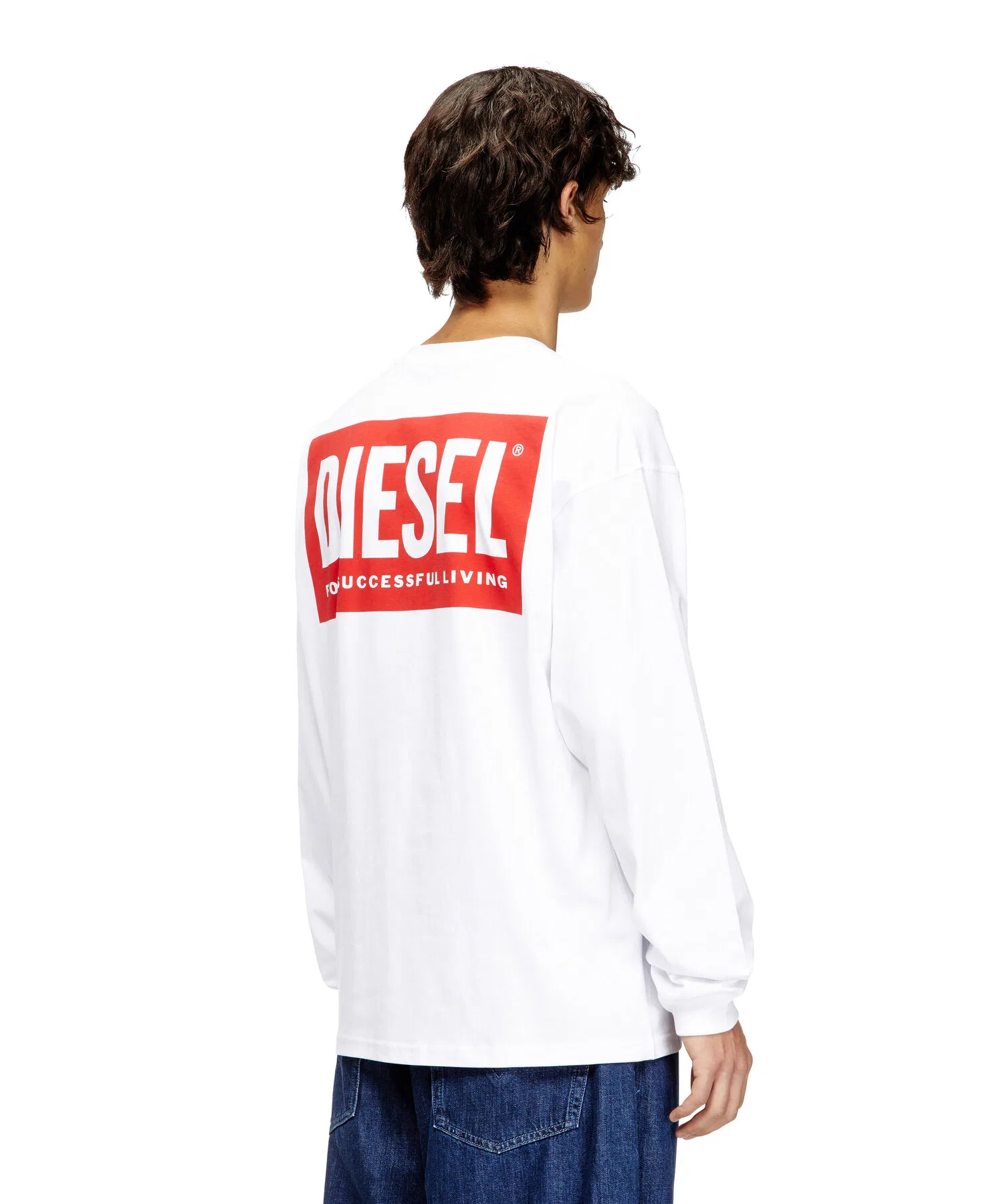 Мужская футболка с длинным рукавом DIESEL T-BOXT-LS-BISK чёрная — фото 3