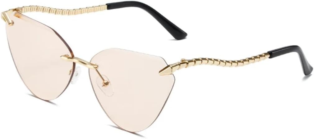 

Популярные винтажные солнцезащитные очки-«кошачий глаз» треугольной формы без оправы для женщин и мужчин, роскошные панк-очки с защитой от УФ-излучения UV400 TVTBBVV, Gold-lightbrown