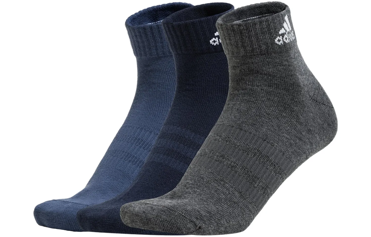 Тонкие и легкие носки до щиколотки unisex, набор из 3 пар Adidas, 3 Pack (Legend Ink+Light Blue+Dark Heather Gray)
