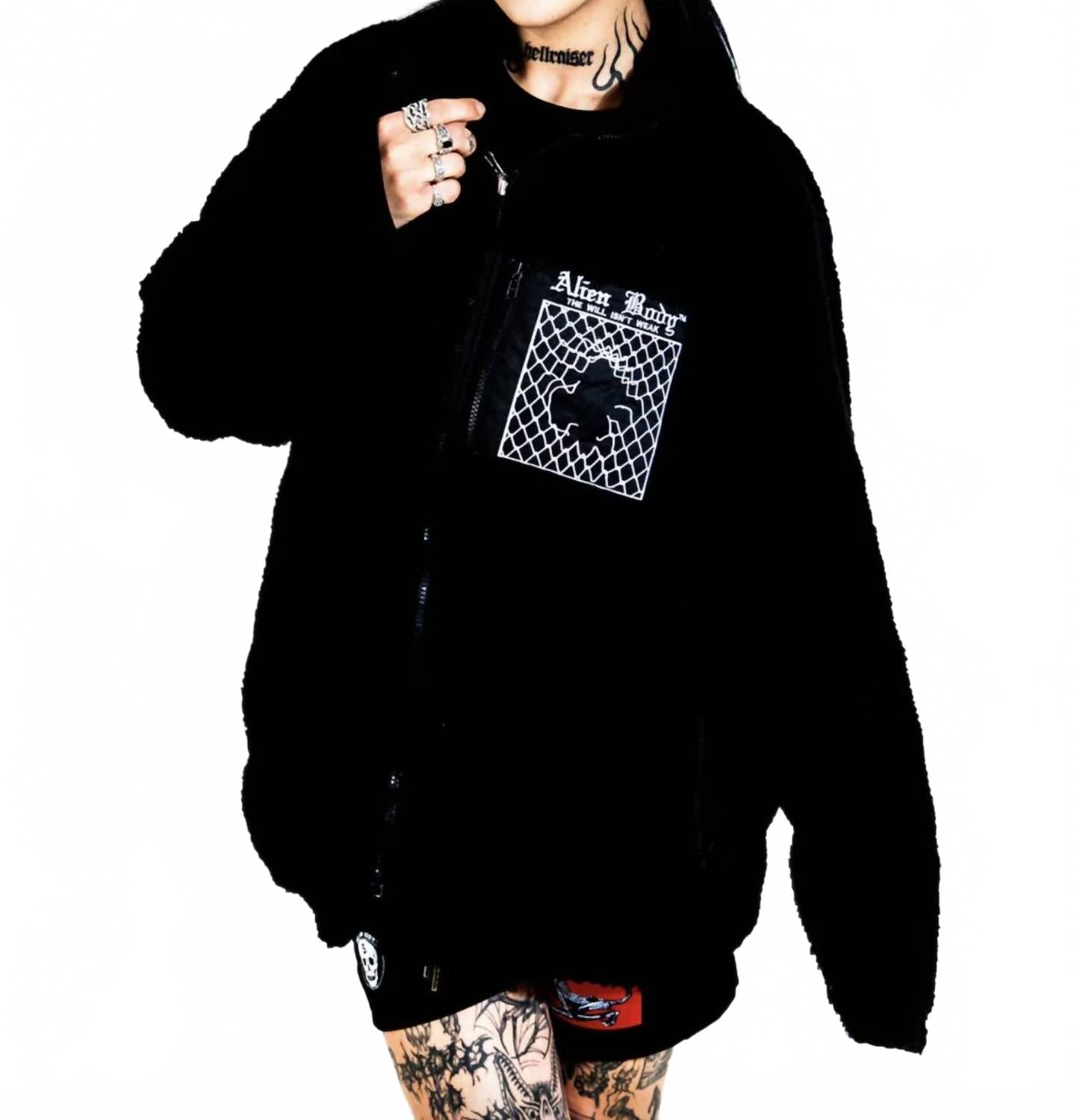 

Черная двусторонняя флисовая куртка Chainlink Reversible Alien Body