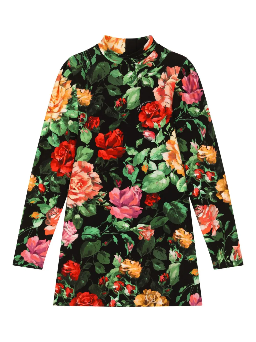 

Платье с цветочным принтом Dolce & Gabbana Kids, черный