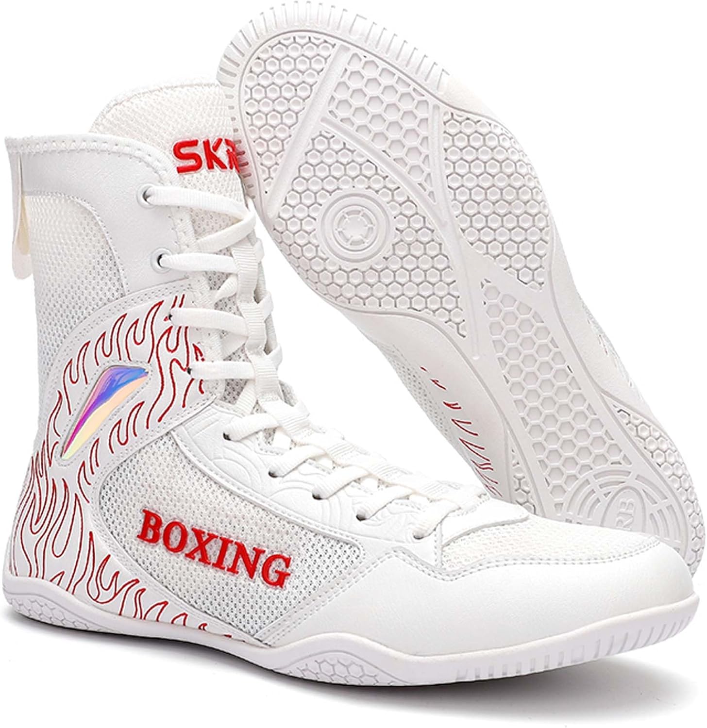 

Профессиональные боксерские ботинки для мужчин и женщин, для соревнований, тренировок, борьбы, легкие, нескользящие, высокие, спортивные, фитнес-ботинки, обувь для тяжелой атлетики и тхэквондо Generic, белый