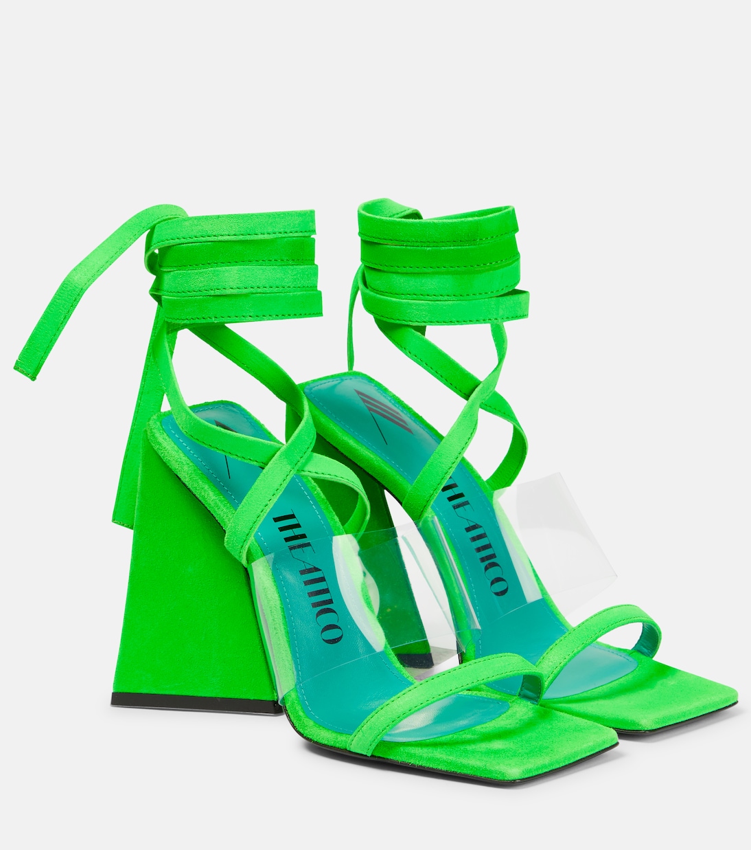 Замшевые сандалии Isa The Attico, Fluo Green