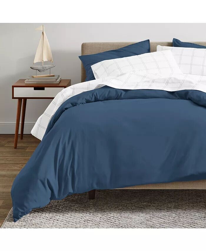 

Комплект пододеяльников из органического хлопка и сатина Twin/Twin XLong Bare Home, синий