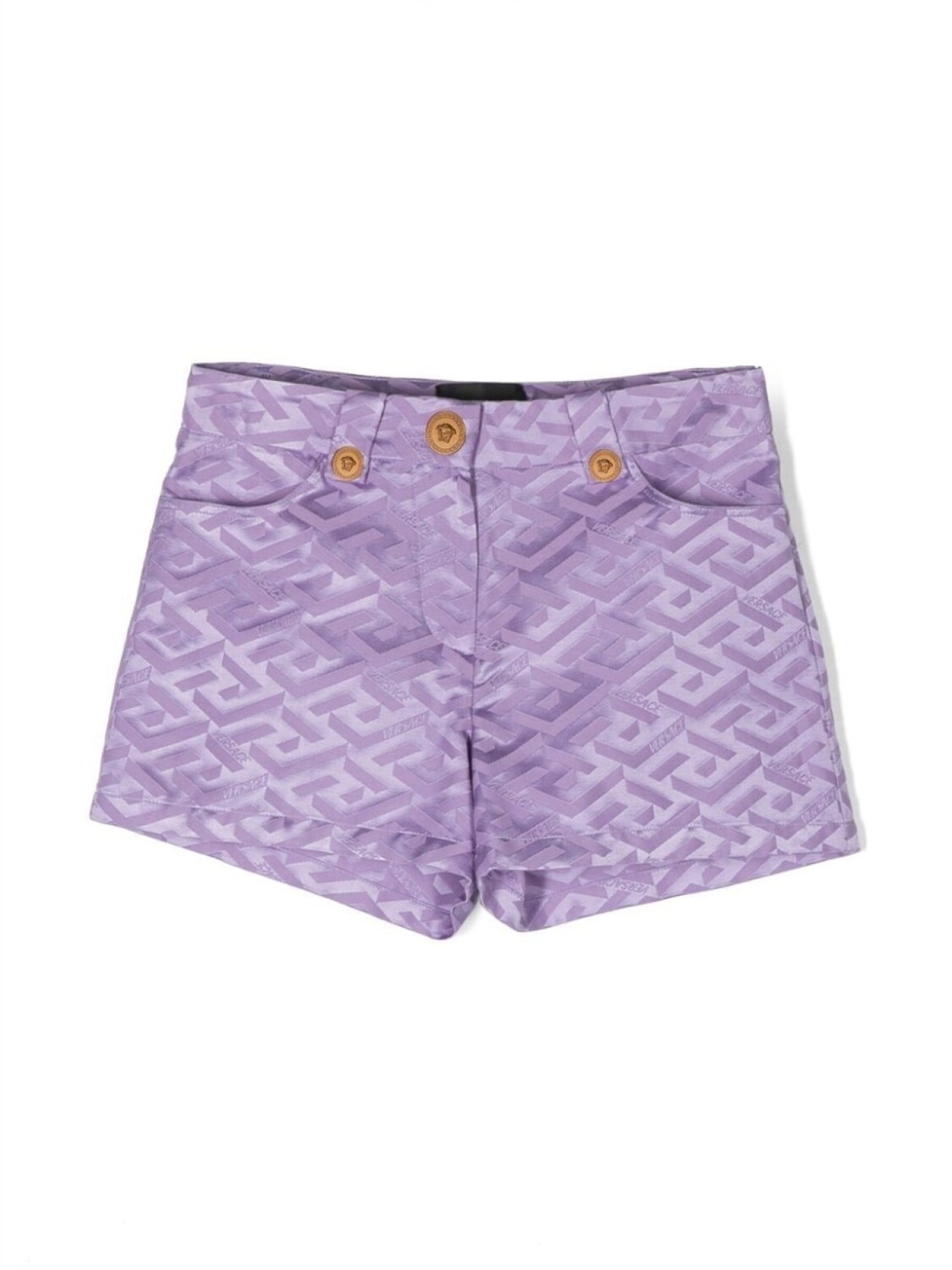 

Versace Kids шорты с узором La Greca, фиолетовый