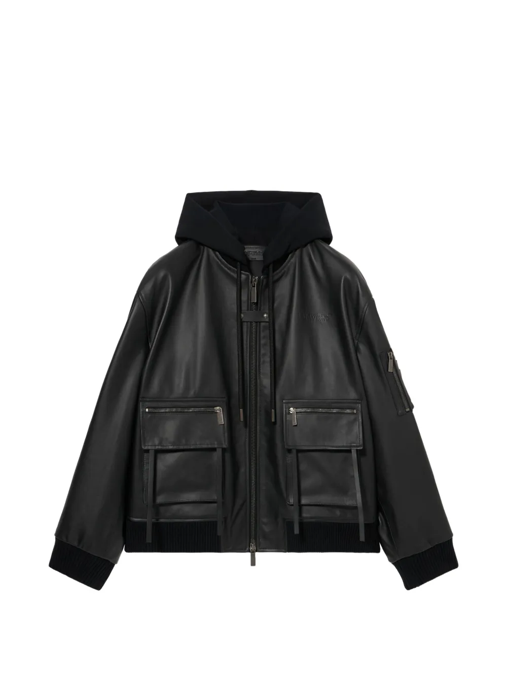 Бомбер с капюшоном и карманами Off-White, черный