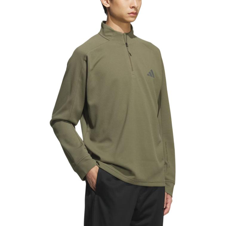Футболка мужская modern tech waffle crew sweatshirt Adidas, оливковый — фото 3