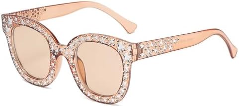 

Солнцезащитные очки квадратной формы с заклепками 2026 года для женщин, большие черные солнцезащитные очки, женские очки оверсайз для рейв-фестивалей в винтажном стиле MTZJH, Champagne