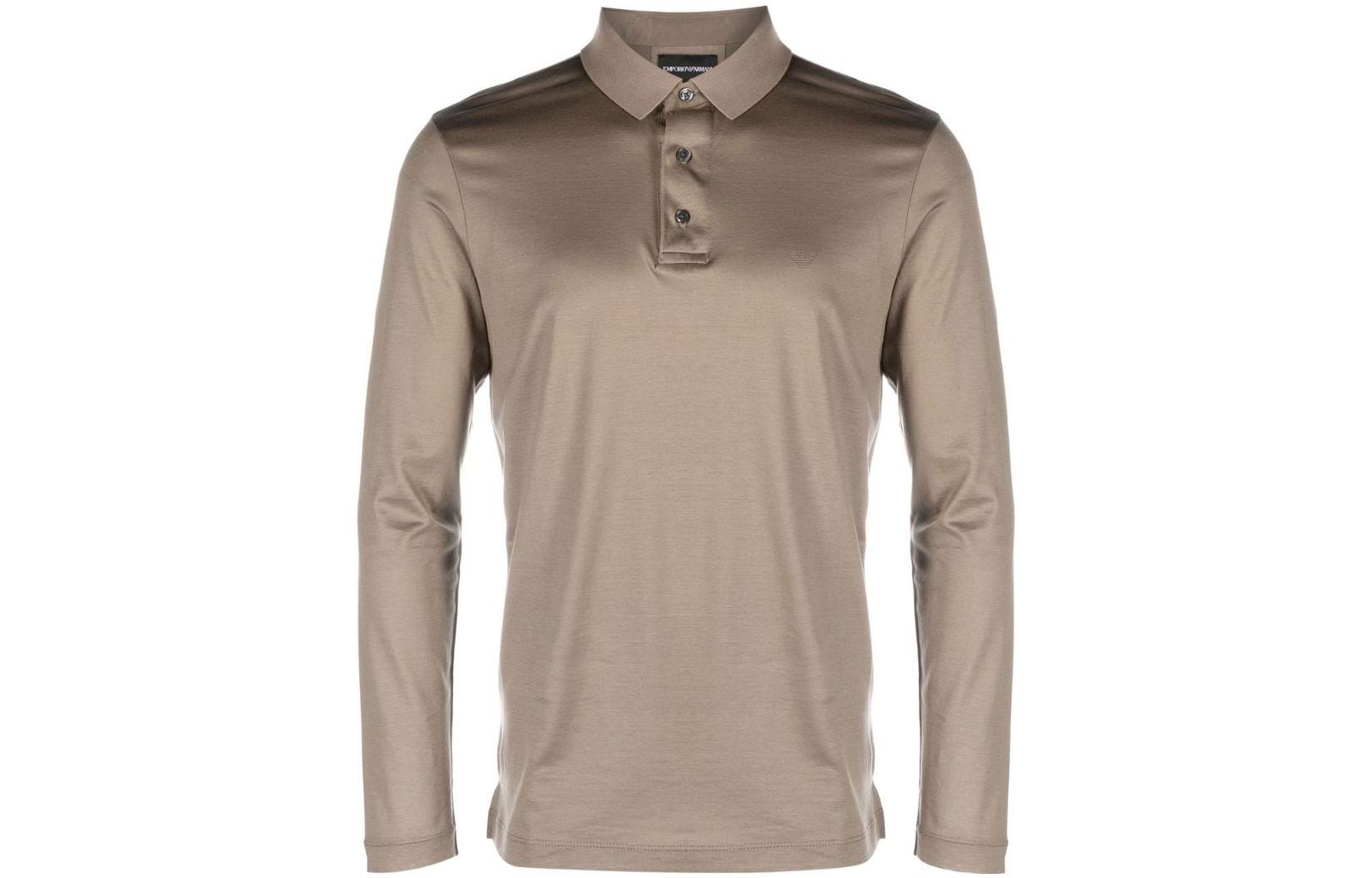

Поло с вышитым логотипом EMPORIO ARMANI, кофейный