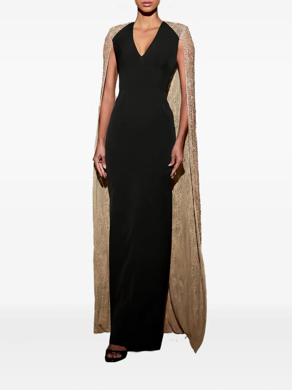 

Платье Asma с пайетками, накидкой и V-образным вырезом Rhea Costa, черный