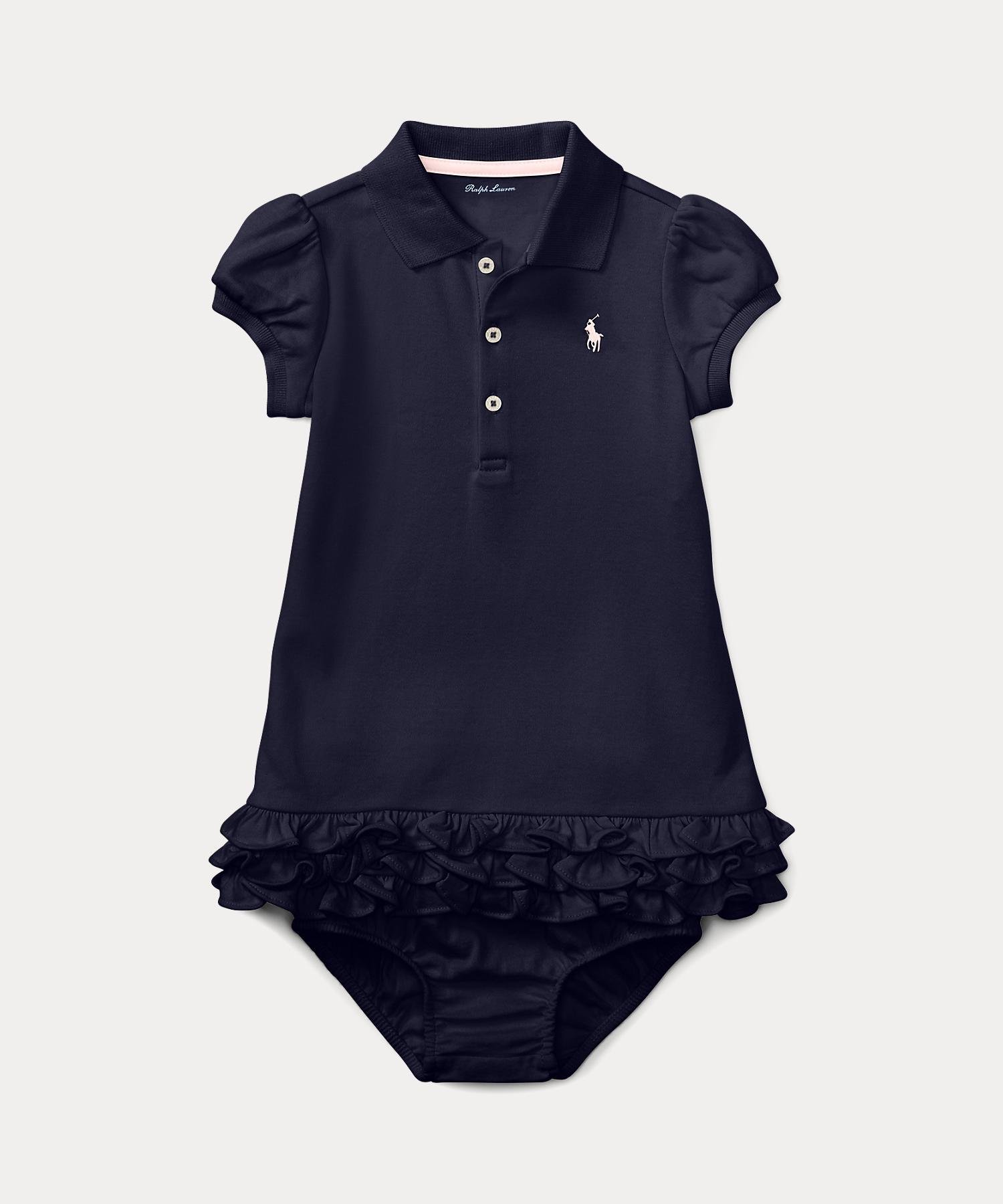 Детское платье-поло с оборками и панталоны Polo Ralph Lauren, 410 Navy
