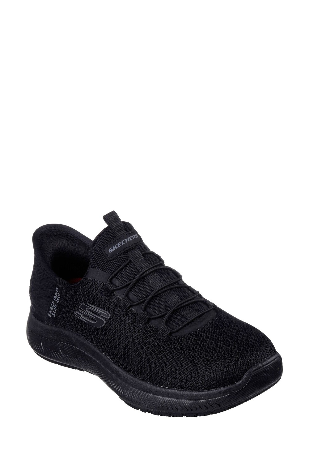 Слипоны для работы: нескользящие женские саммиты enslee Skechers, черный — фото 3