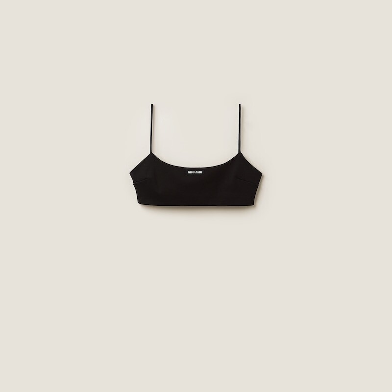

Топ из эластичного джерси с логотипом Miu Miu, черный