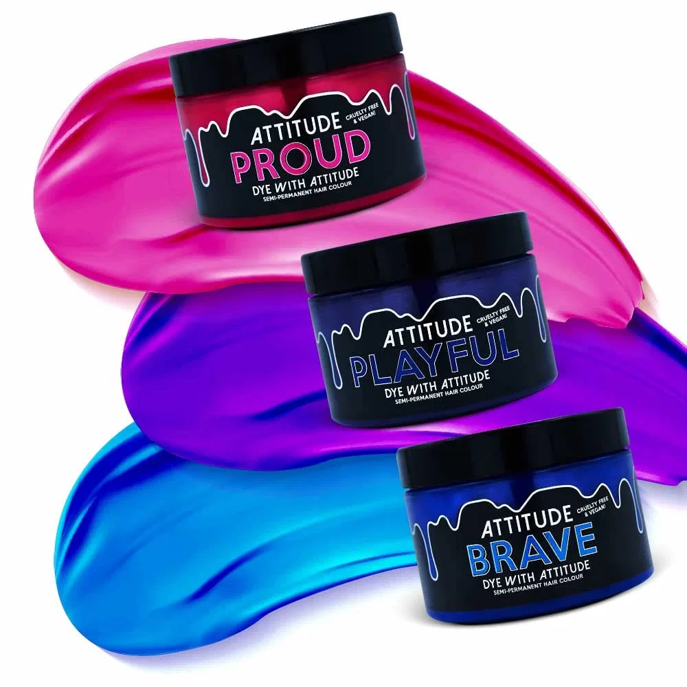 Набор полуперманентных красок для волос Attitude Hair Dye Cotton Candy Trio, синий/розовый/фиолетовый Attitude Holland, Cotton Candy Trio