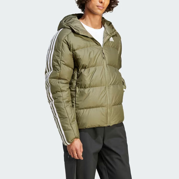 Куртка средней толщины пуховая куртка с капюшоном Adidas, зеленый — фото 4