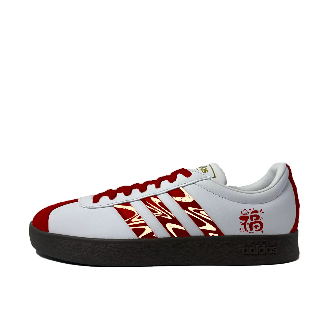 

Adidas Vl Court Classic Red Gold Blessing Fortune синтетическая кожа, сплит коровья кожа низкие скейтборд кроссовки Unisex