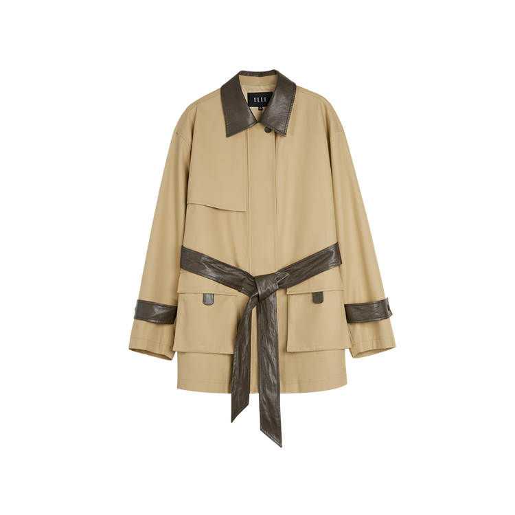 

ELLE Короткое пальто женское Khaki Lapel Moderate