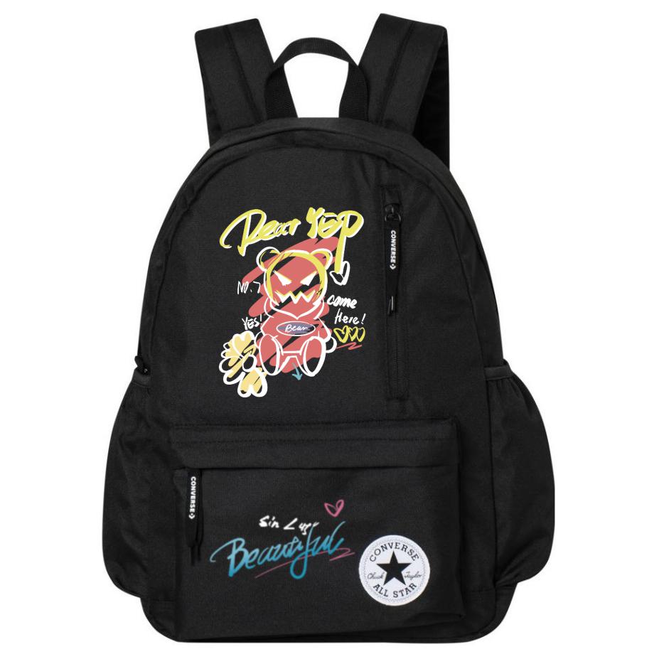 

Converse Полиэстеровый рюкзак обычный унисекс черный, Graffiti Bear Print