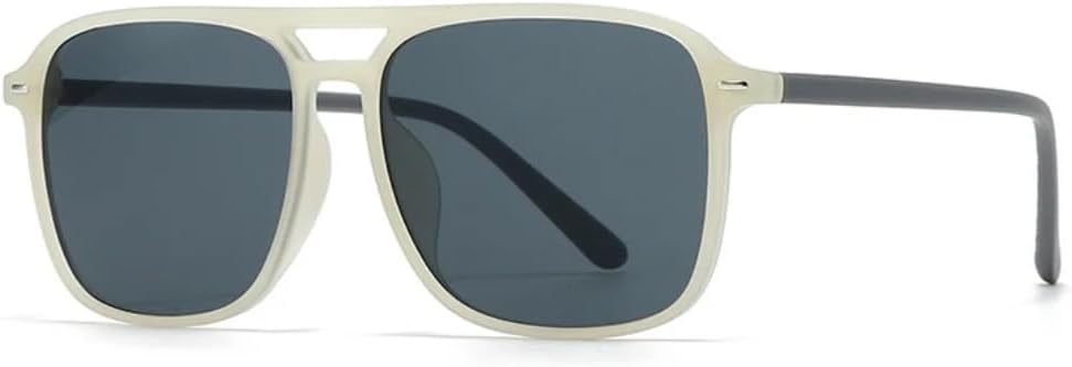 

Солнцезащитные очки для мужчин и женщин - защита UV400 - двойные перемычки, заклепки, желто-зеленый цвет, для занятий спортом на открытом воздухе и вождения DSVIGF, Beige Grey Grey