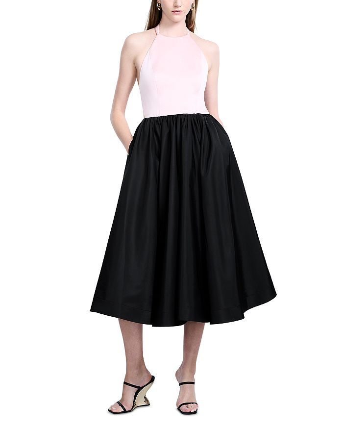 

Платье миди с бретелями-хомутом BCBGMAXAZRIA, черный