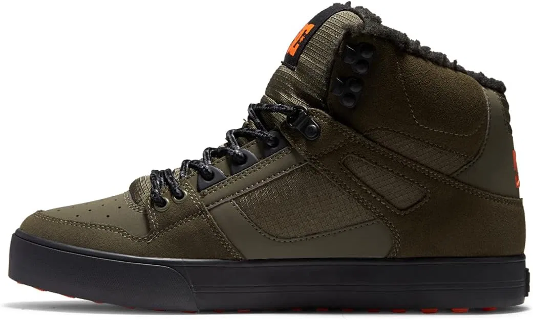 Мужские высокие зимние скейтбордные кроссовки DC Shoes Pure High Top Wc, Dusty Olive Orange — фото 3