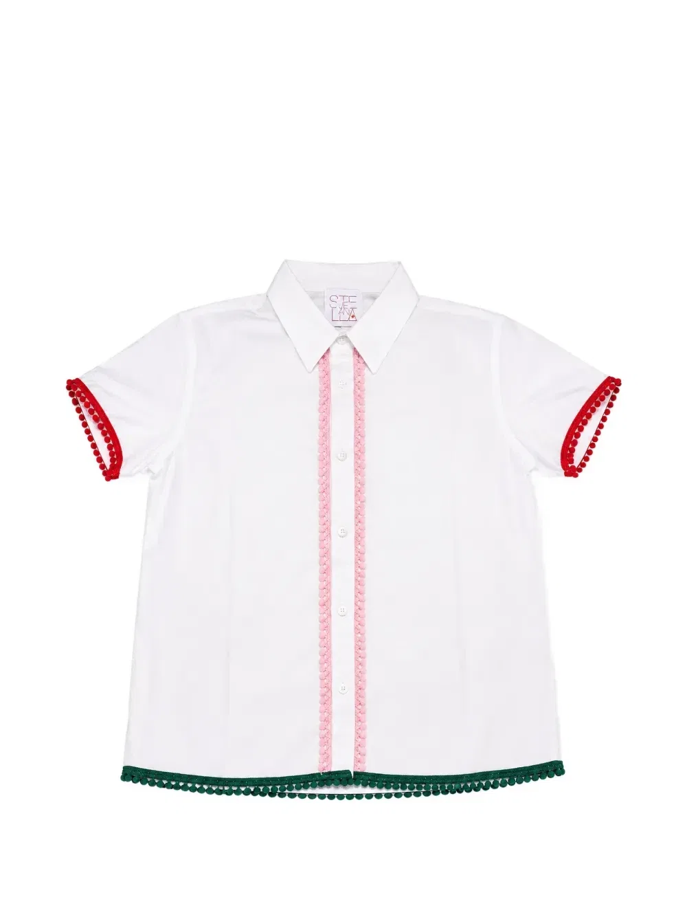 Рубашка с помпонами Stella Jean Kids, белый