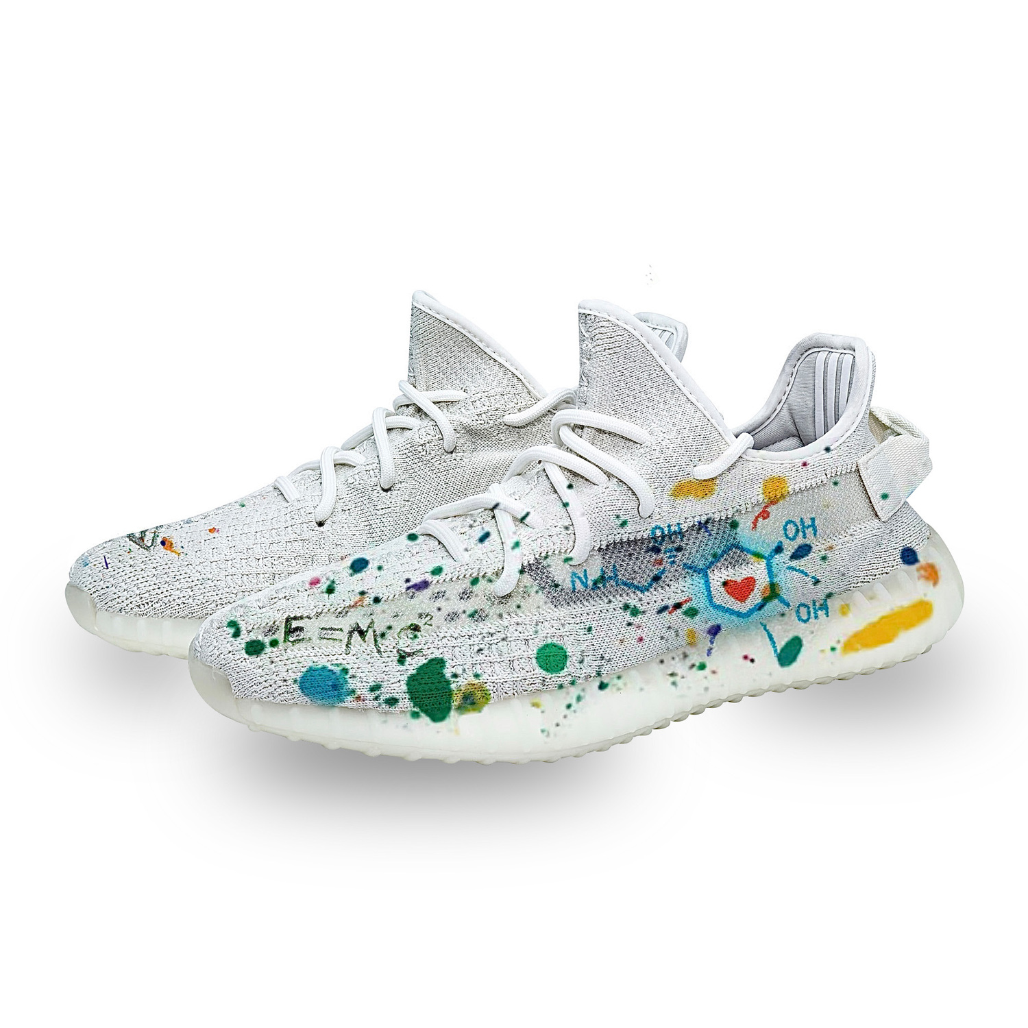 Adidas Originals Yeezy Boost 350 повседневные кроссовки унисекс низкие бело-сине-зеленые (Numerator Love Confession), цвет White Blue (Numerator Love Confession) — фото 4