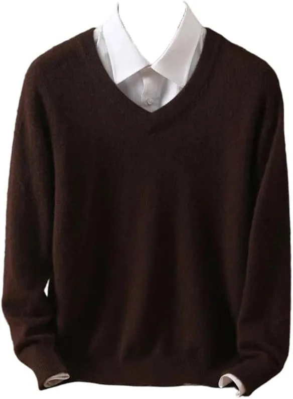 

Мужской 100% кашемировый вязаный пуловер с v-образным вырезом