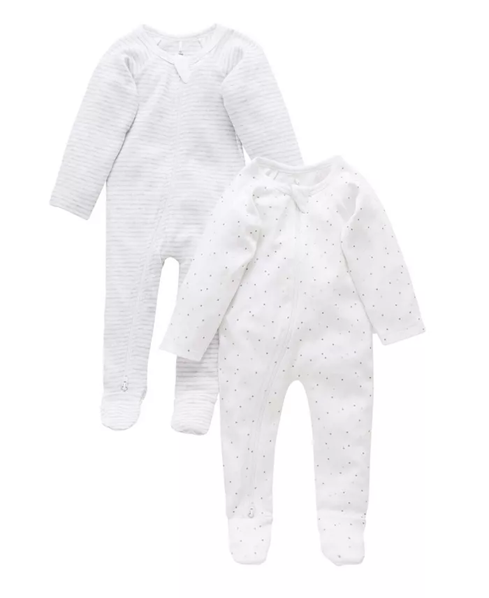 

Комплект из 2 комбинезонов на молнии для мальчика и девочки Purebaby, серый