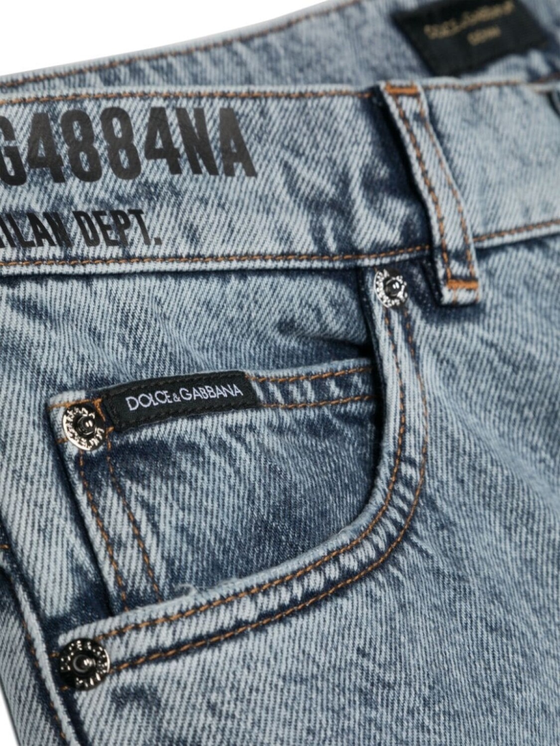 Джинсы с завышенной талией и надписью Dolce & Gabbana DGVIB3, синий — фото 3