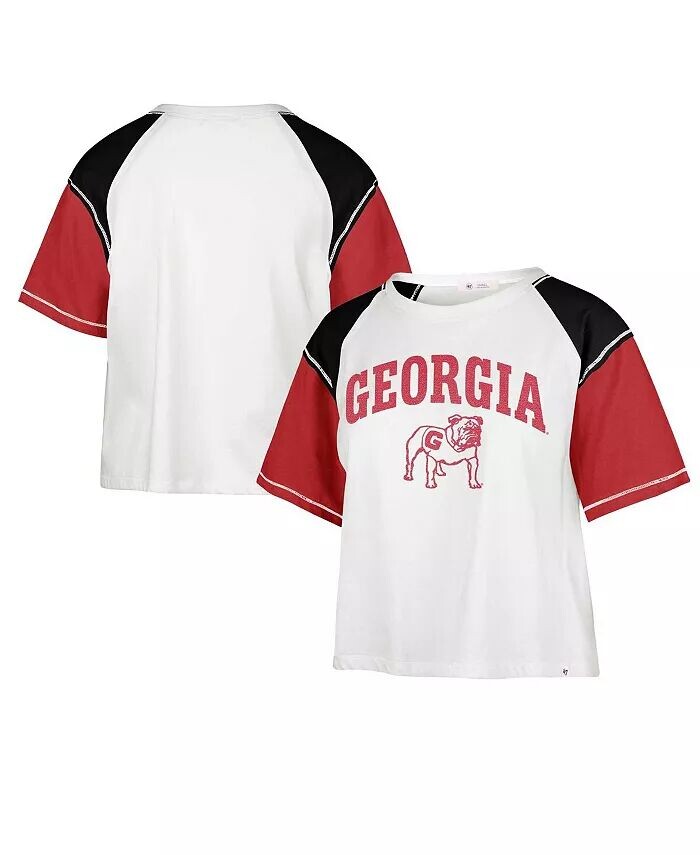 

Женская белая укороченная футболка с эффектом потертости Georgia Bulldogs Serenity Gia '47 Brand
