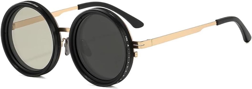 

Ретро круглые панк-солнцезащитные очки для мужчин и женщин для занятий спортом на открытом воздухе, защита от УФ-излучения UV400, регулируемые солнцезащитные очки с затемнением TVTBBVV, Golden-7