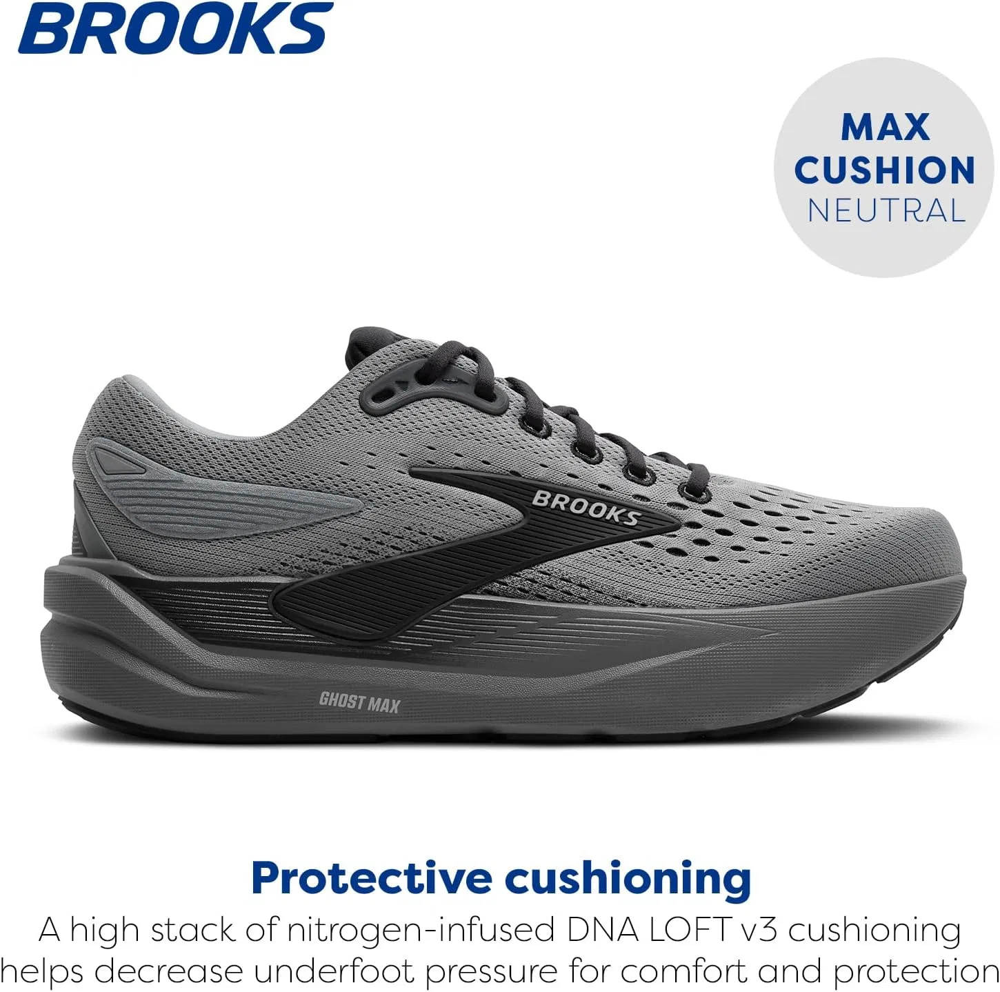 Мужские кроссовки Brooks Ghost Max 3, 2-Primer Grey Ebony — фото 2